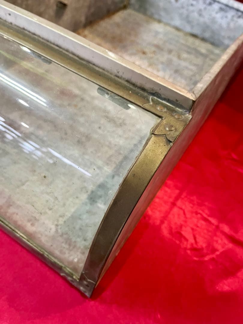 【アンティーク】昭和レトロ ブリキ ガラスショーケース スマートケース 駄菓子屋