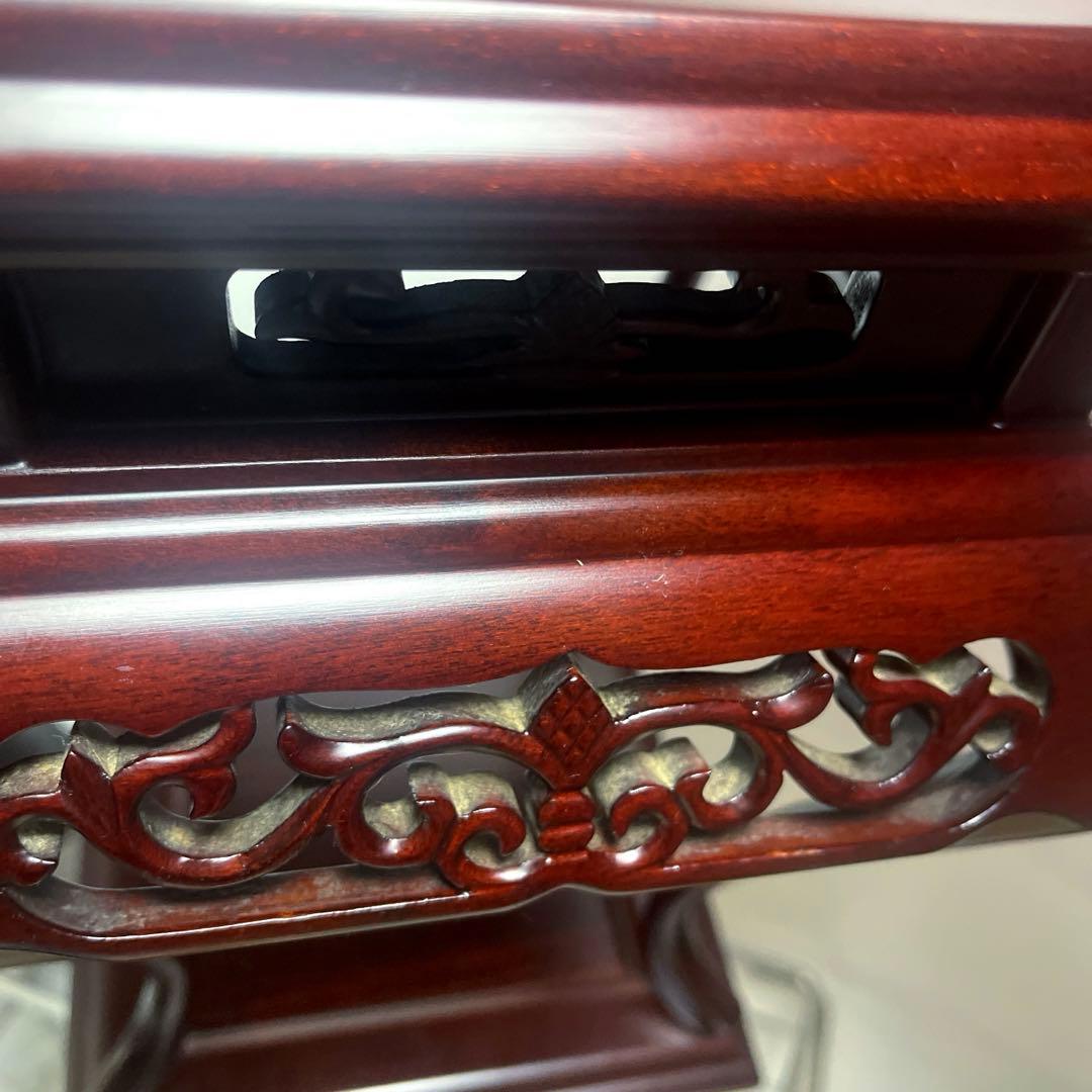 高級唐木花台　透かし彫り　紫檀　盆栽花台　懸崖花台　盆栽卓　香炉台　飾卓