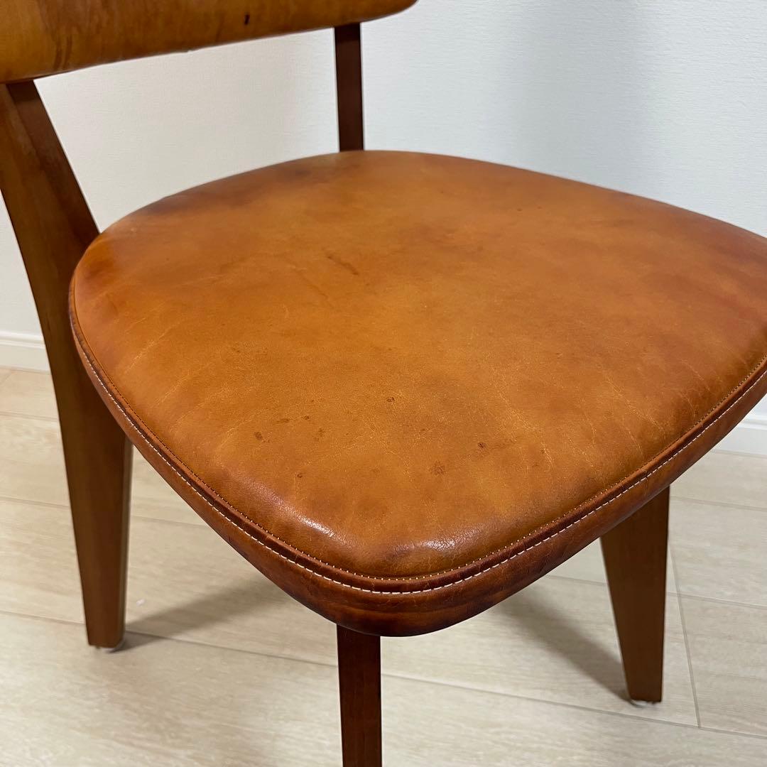 (と01)本革 無垢 ダイニングチェア 国産ヴィンテージ シャルドネ系 WULC