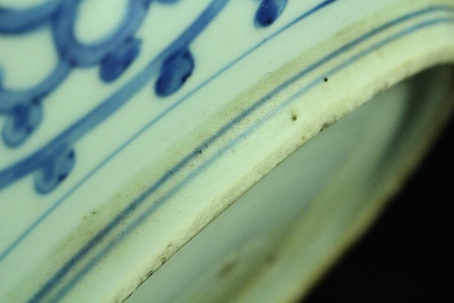 染錦 虎図 大皿 骨董品 φ39cm(K-YC473)