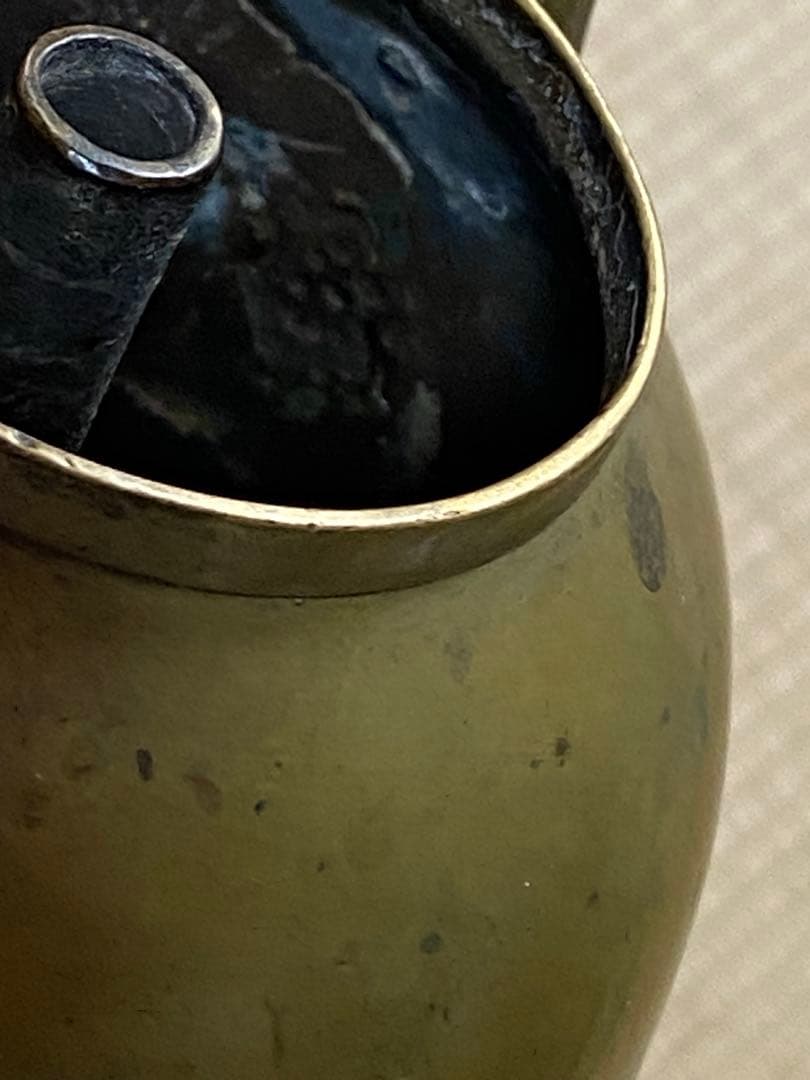 ♦中国清時代 真鍮製 薬鑵 薬缶 酒缶 茶器やかん 銅器銅製 珍物 古美術骨董品