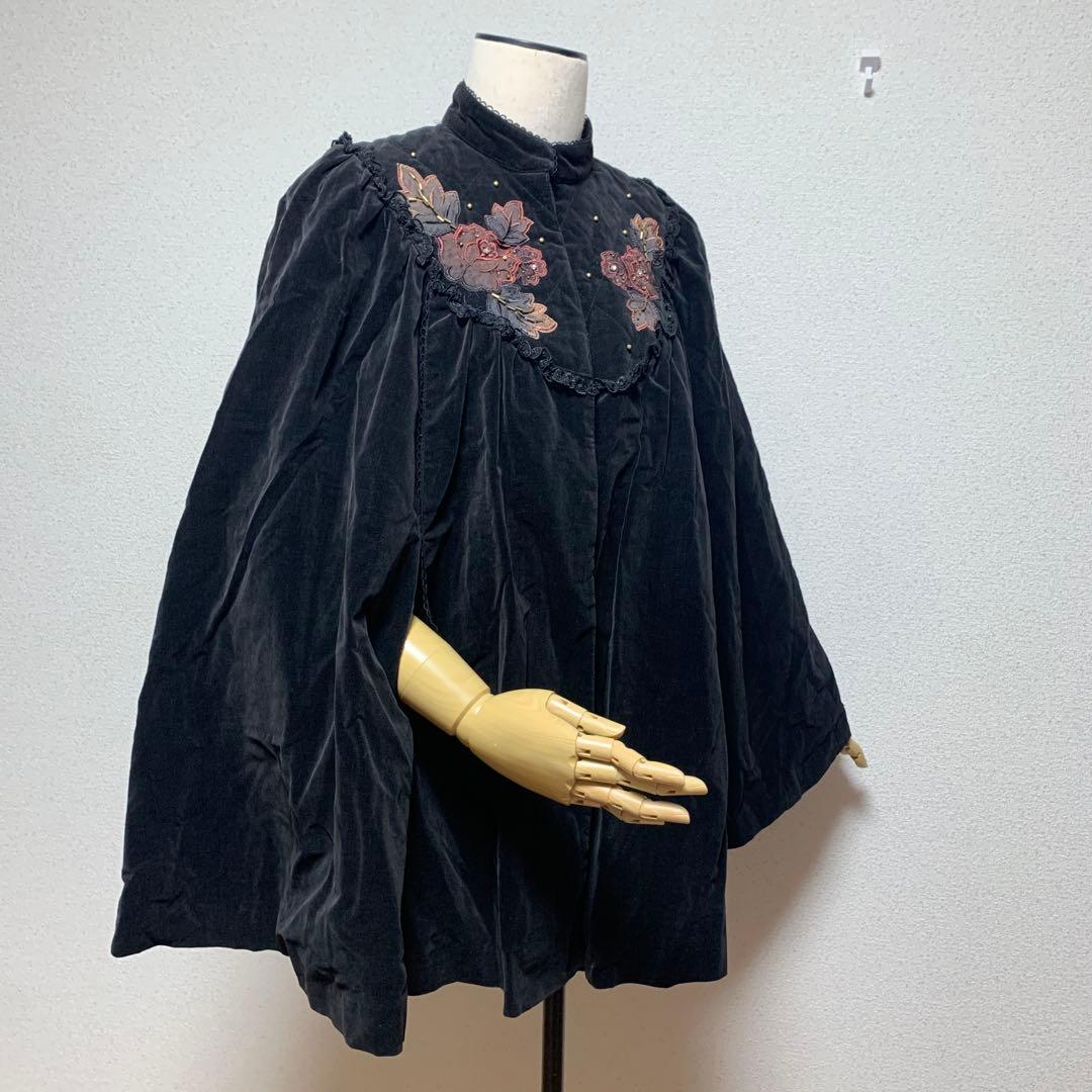 ジンカトウ ジンカトー マント フラワー 体型カバー 着物 V系 別珍 ベロア