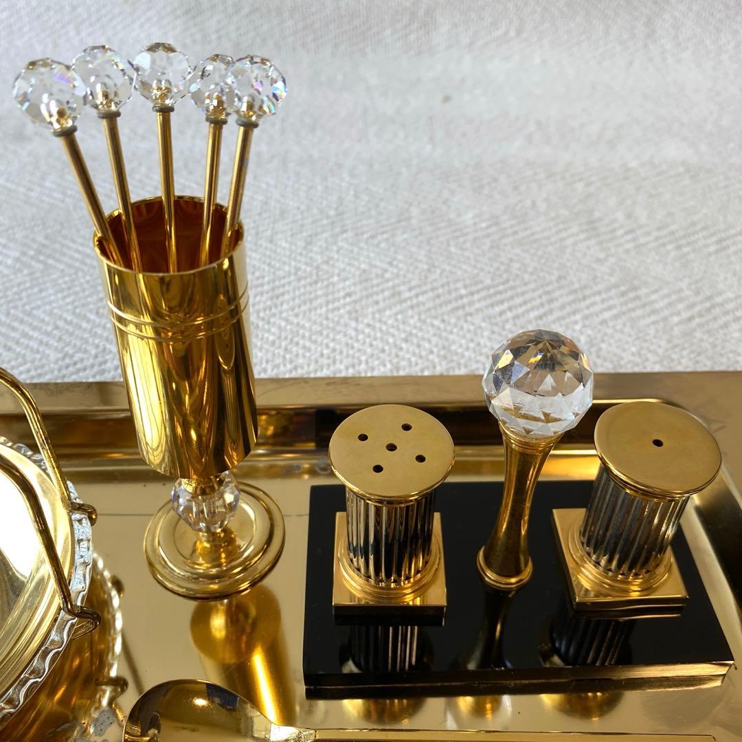 Canクリスタル硝子 金スウィーツプレート ティータイムセット16点セット売り❗️