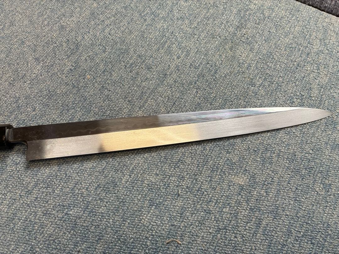 一尺本焼柳刃包丁 (正夫) 黒檀八角柄黒水牛銀冠付 シャガール鋼