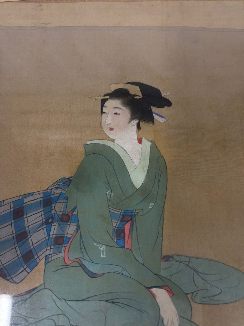 浮世絵 美人画 絹本画 歌麿 美術 アンティーク 骨董品