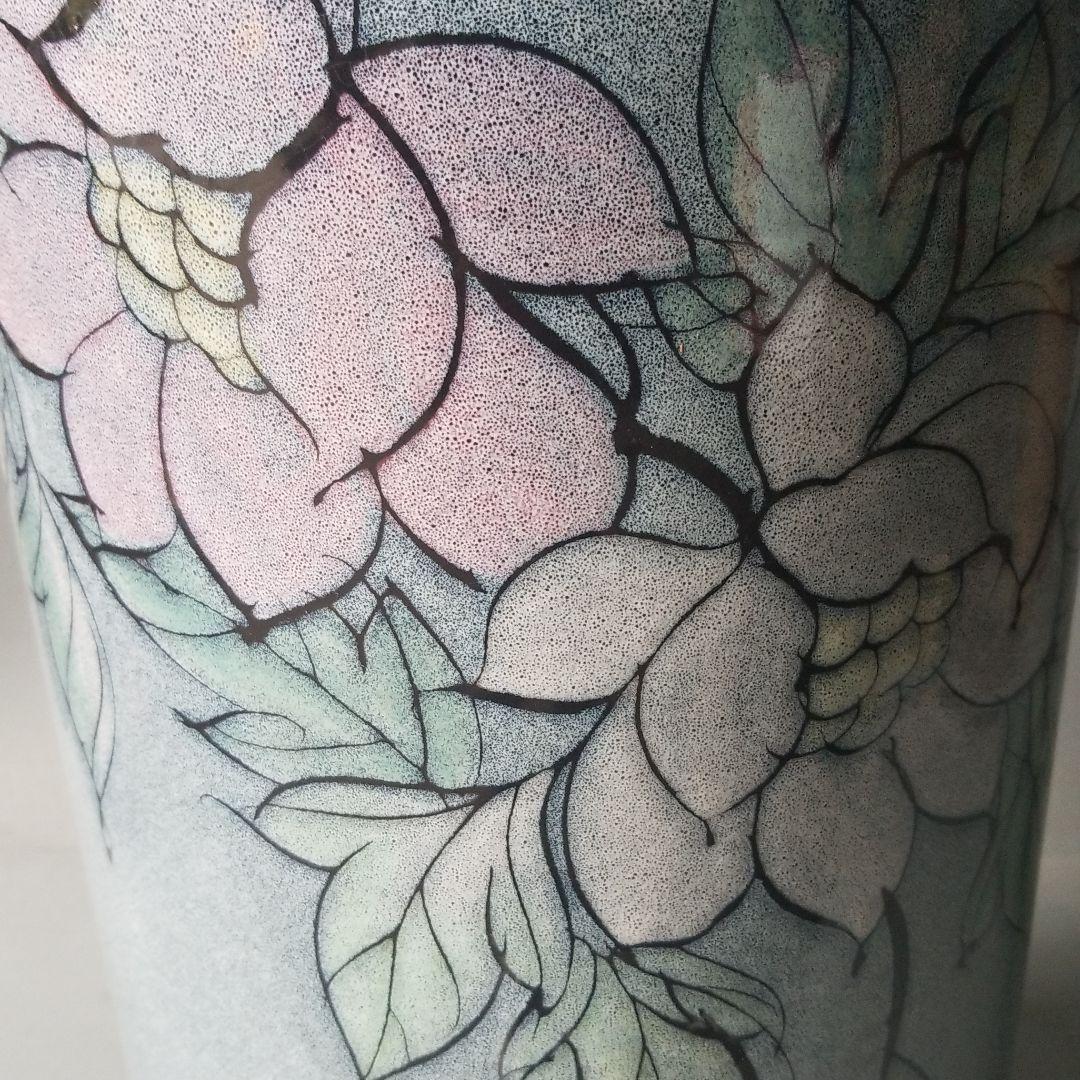 信楽焼傘立て 天目花絵 信楽焼 高さ４４cm