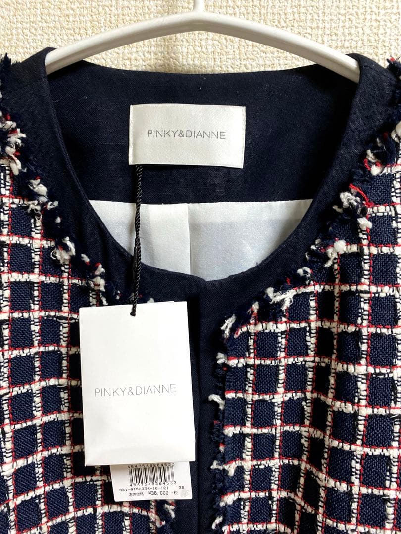 PINKY&DIANNE ノーカラーチェックジャケット新品未使用