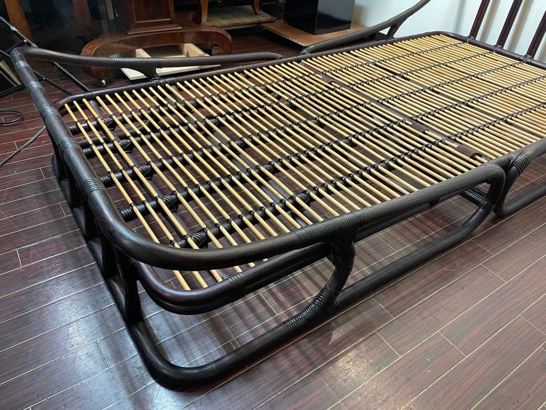 ワイ・エム・ケー長岡 ラタン シングルベッド 籐 分割式 すのこ状 マットレス