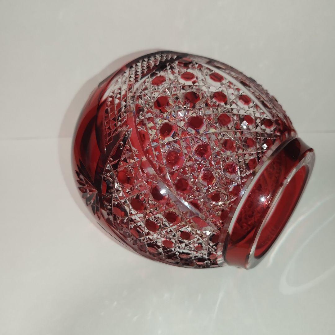 【希少美品】カガミクリスタル 祝だるま(大)　金赤 江戸切子 達磨 ダルマ