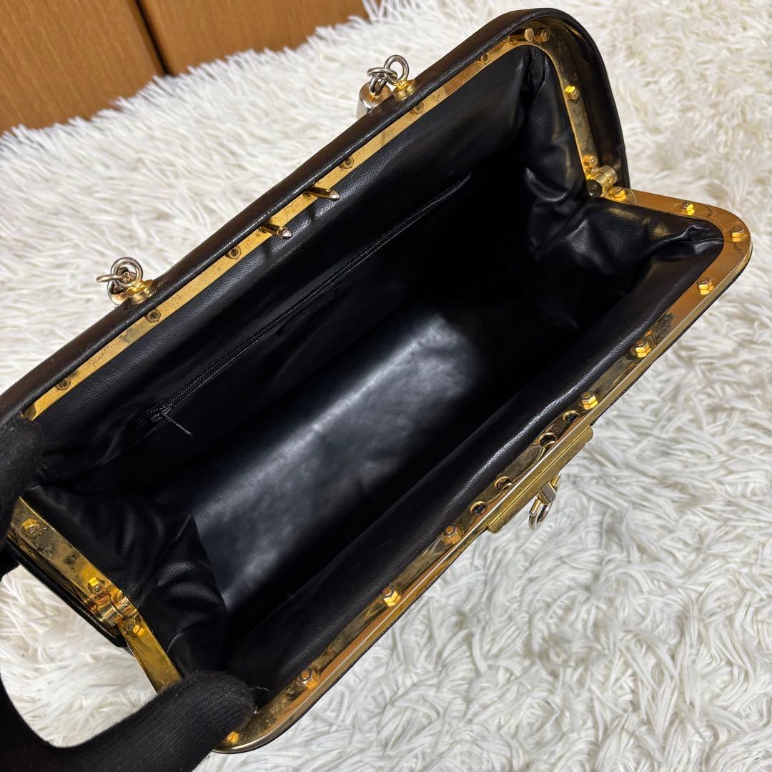 ロベルタディカメリーノ がま口 バコンギ 本革 レザー 黒 ヴィンテージ 伊製