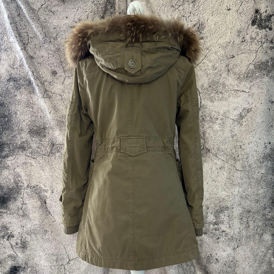 y2k バーバリーブルーレーベル　リアルファー　中綿　ミリタリージャケット