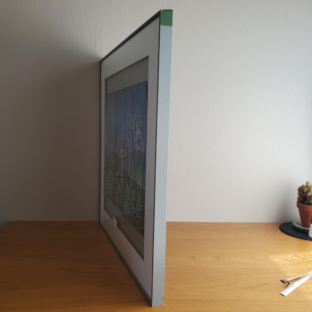 藤城清治 オフセットリト 湿原のミズバショウとこびと 額装 60 正方形 影絵