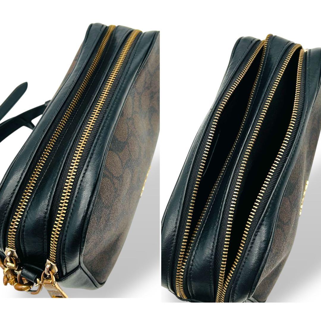 【人気】COACH コーチ　ショルダーバッグ ブラウン×ブラック　レザー　良品