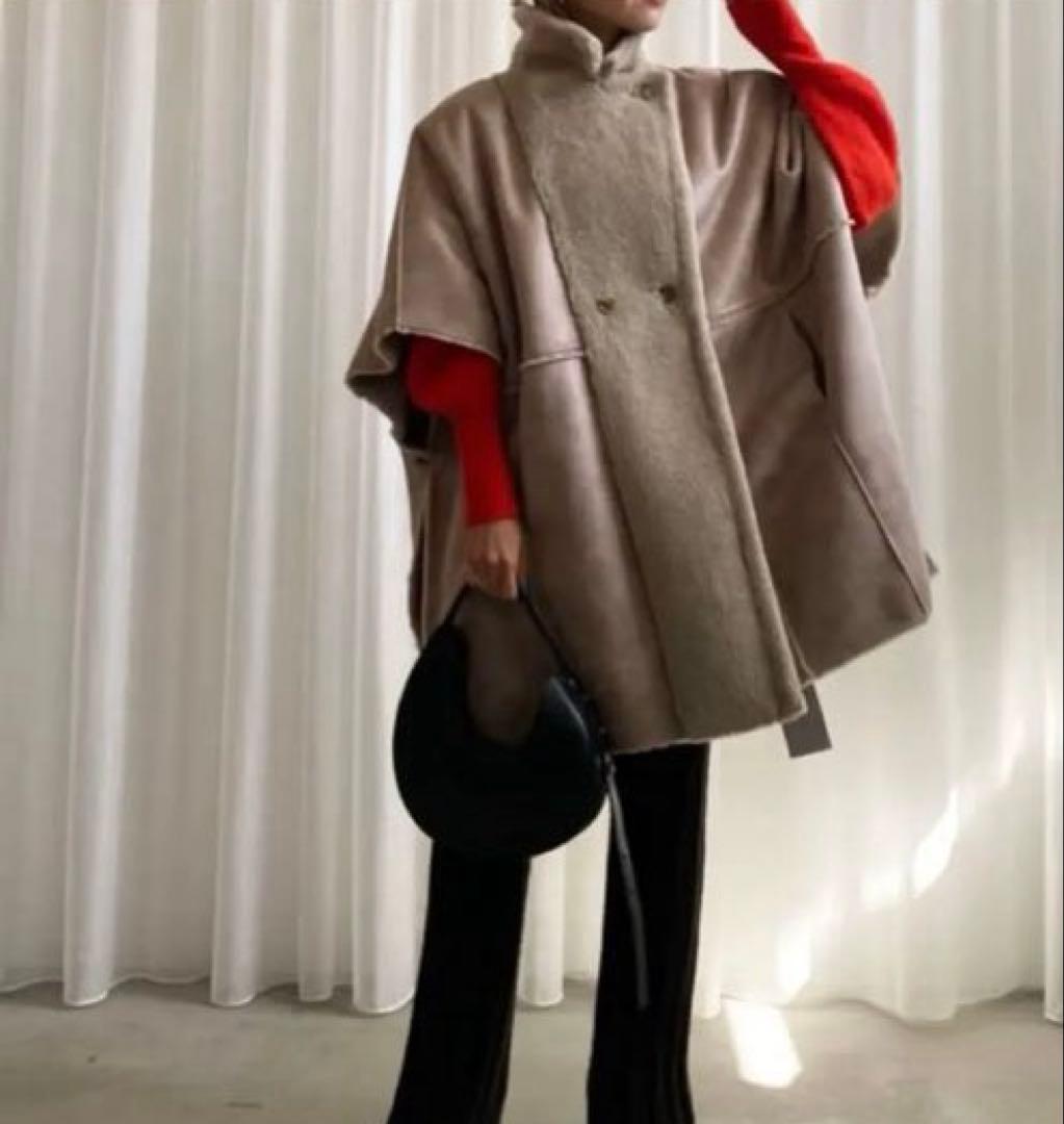 [お値下げ] AMERI アメリ リバーシブル ボア ポンチョ ケープコート