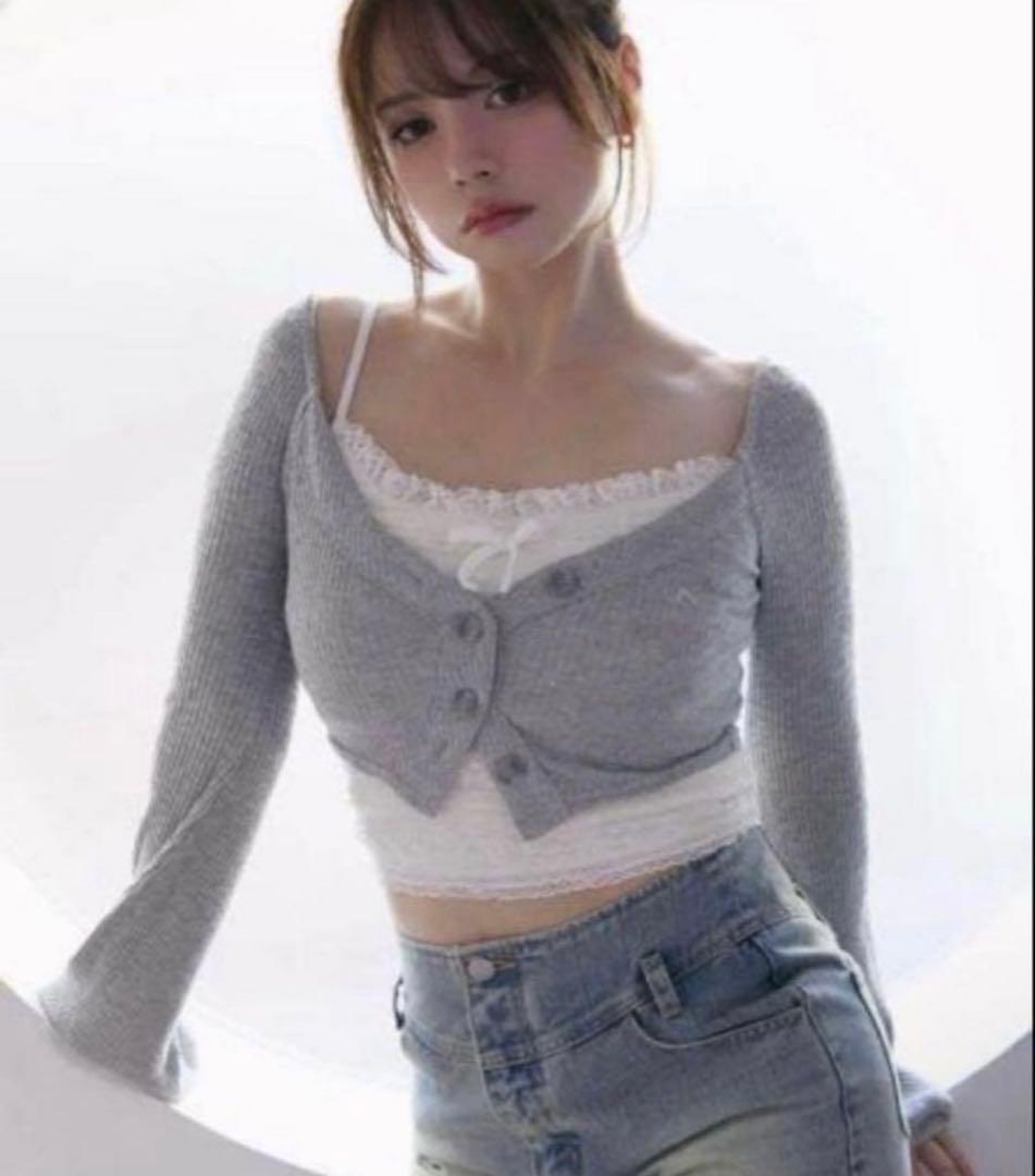 トップス ANDMARY Clala layered set gray