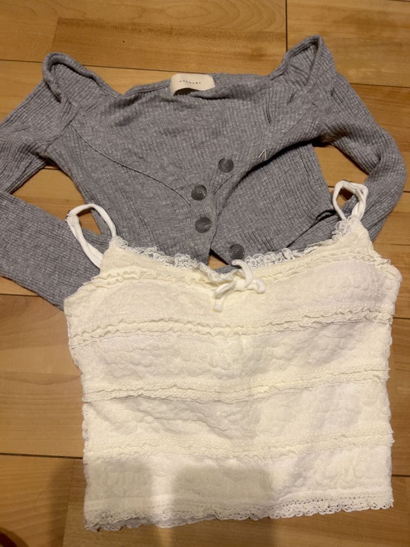 トップス ANDMARY Clala layered set gray