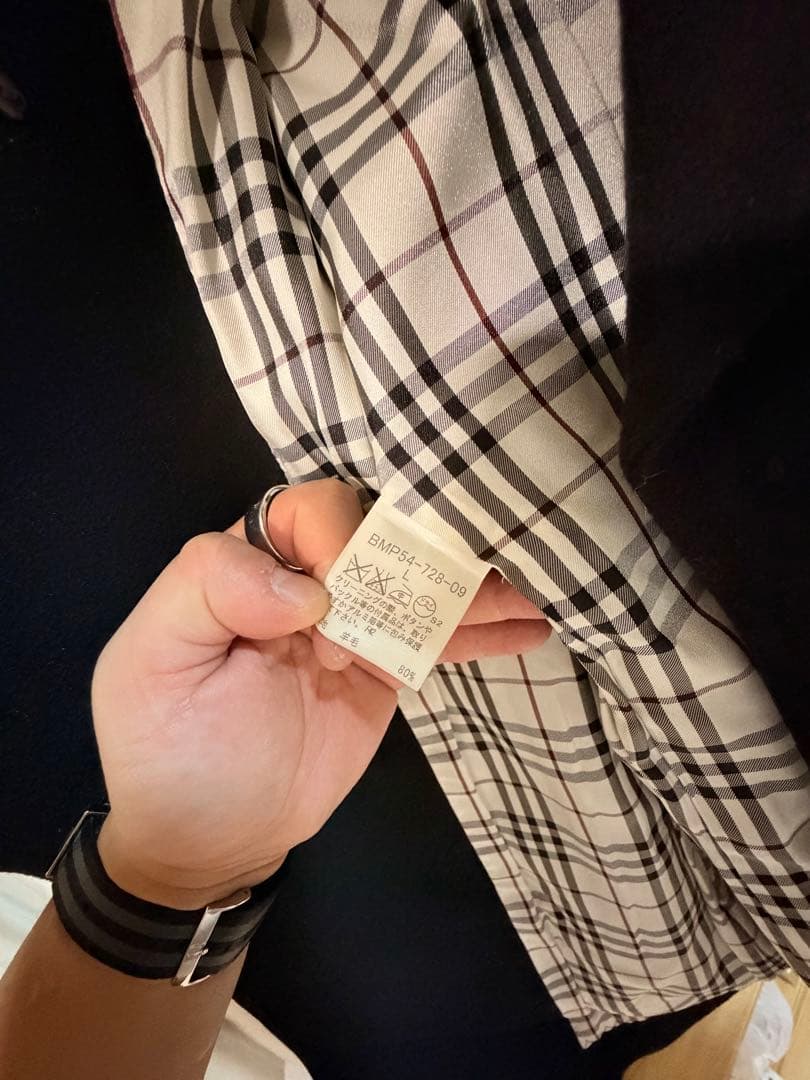 BURBERRY ブラック ウール ピーコート