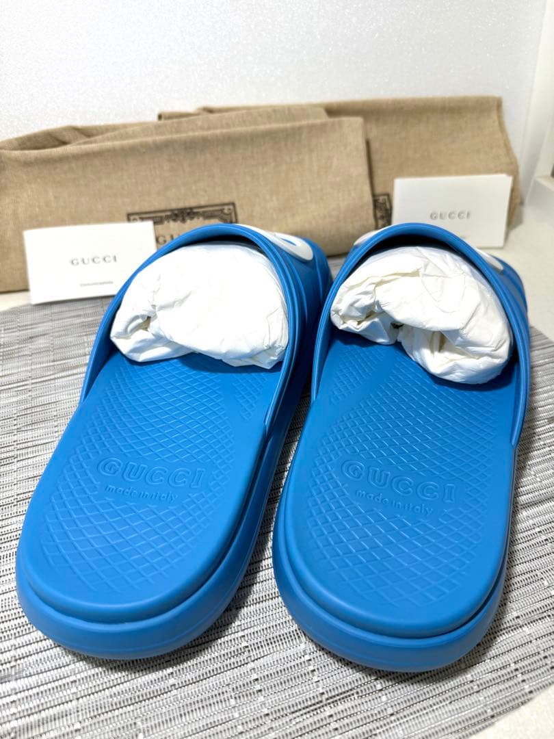 【未使用品】GUCCI グッチ サンダル ラバーサンダル ブルー 27cm