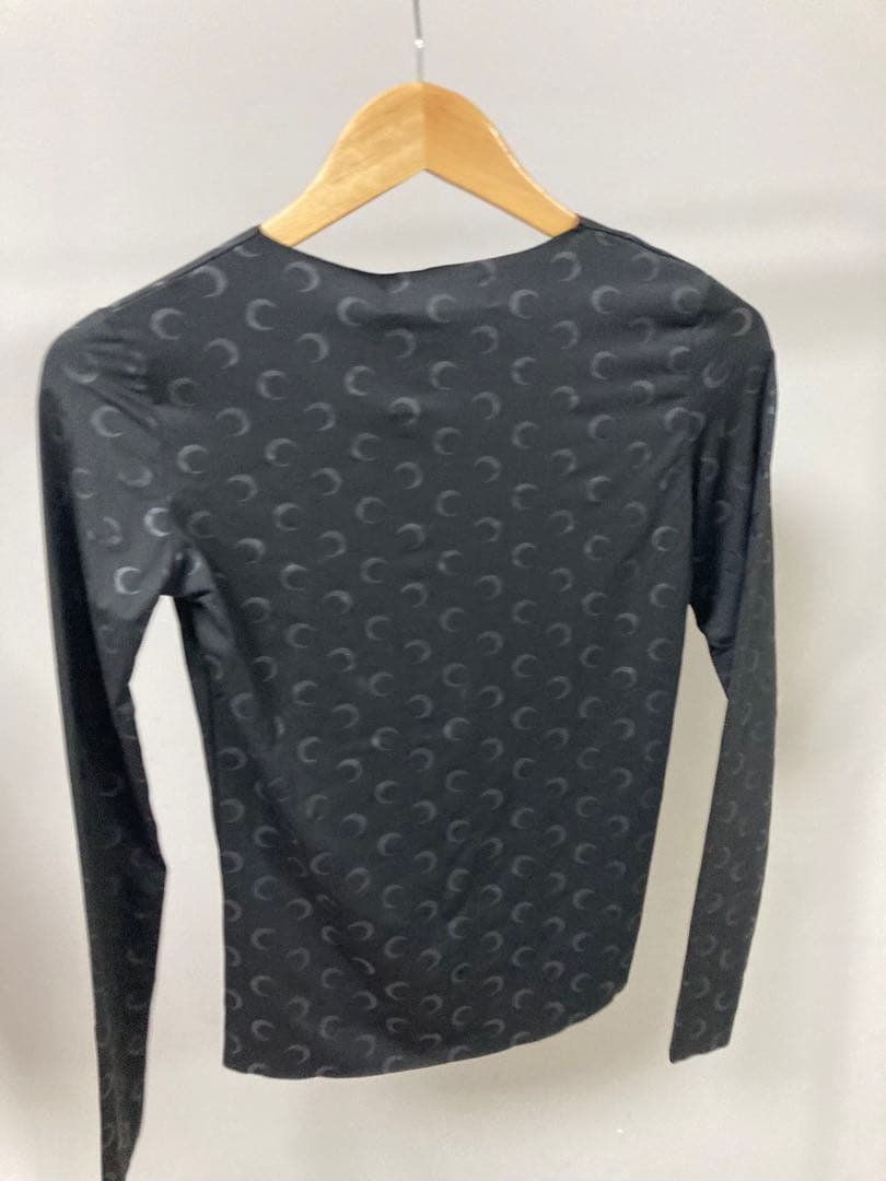 MARINE SERRE ブラック ロゴパターン 長袖Tシャツ