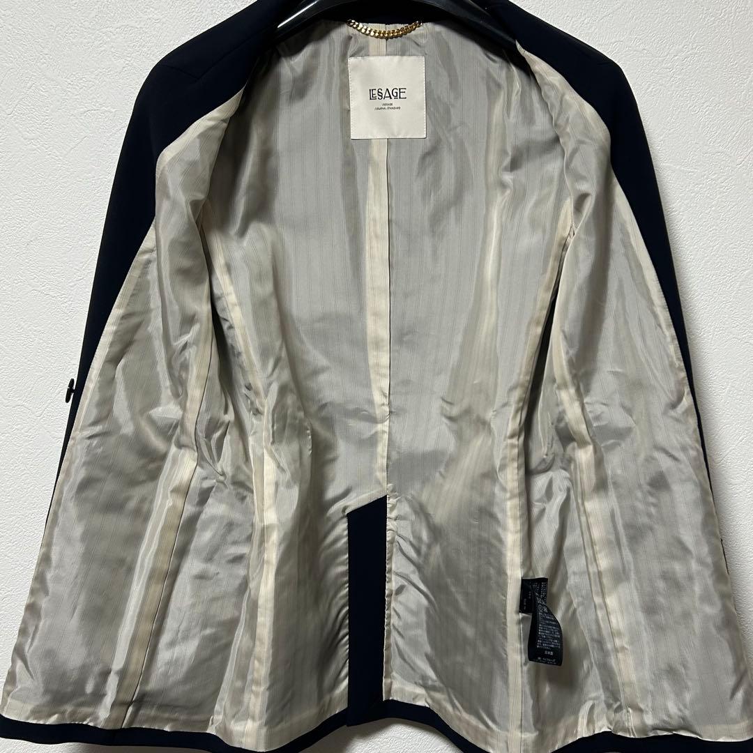 ジャーナルスタンダードレサージュ 紺ブレ 金ボタン ノーカラー ブレザー