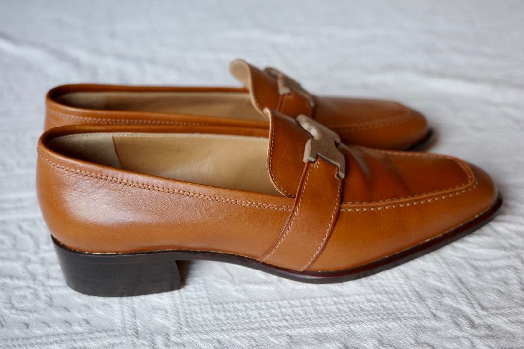 【正規品・極美品】 HERMES ローファー 36.5 木製Hバックル 箱付き