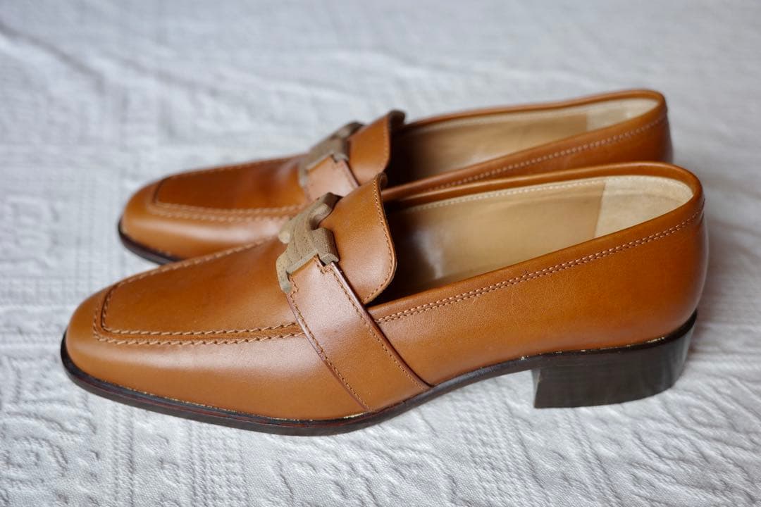 【正規品・極美品】 HERMES ローファー 36.5 木製Hバックル 箱付き