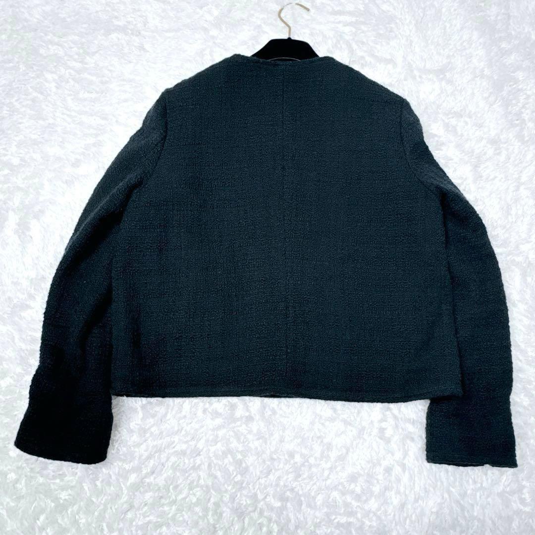 【美品】ミラオーウェン ツイードジャケット オーバーシルエットブラック 金ボタン