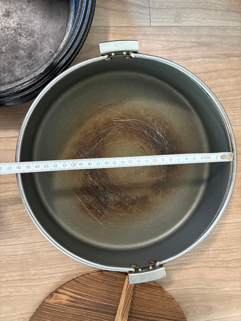 南部盛栄堂　南部鉄器 羽釜 木蓋・箱付き