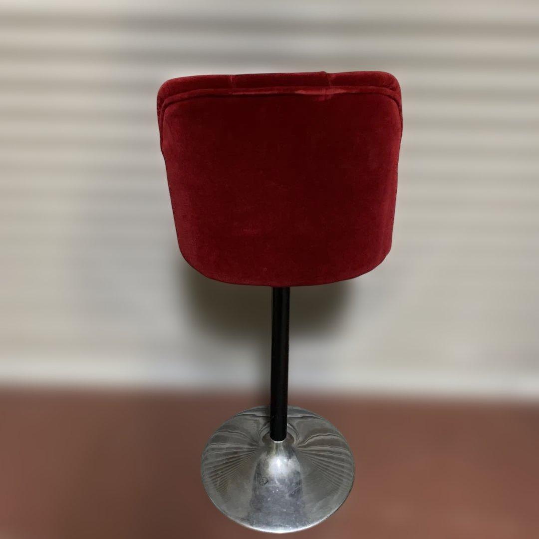 る*う様 赤ベルベット カウンターチェア 固定式 レトロ