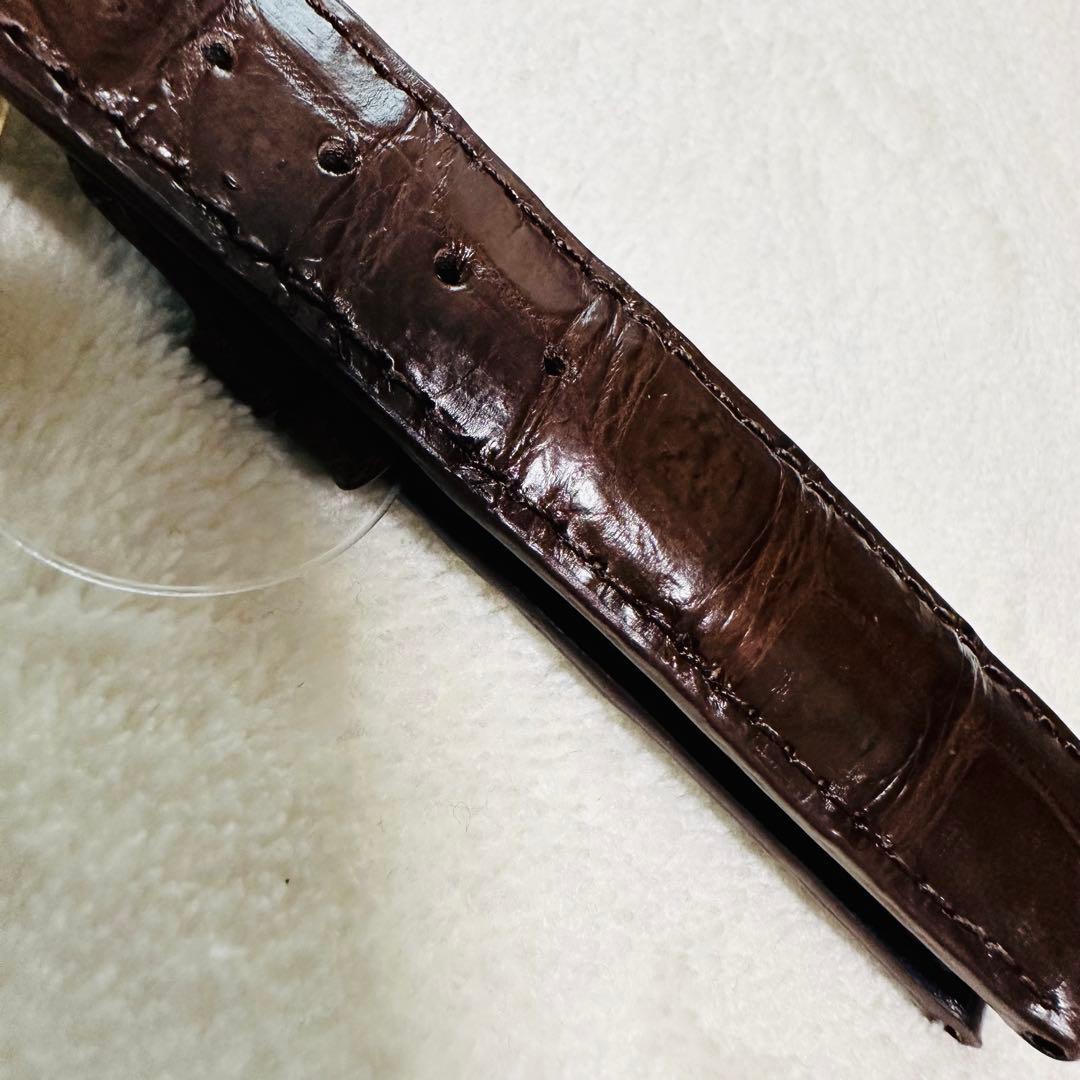 7284#20mm-18mmダークブラウン★本物クロコダイル腕時計用ベルト