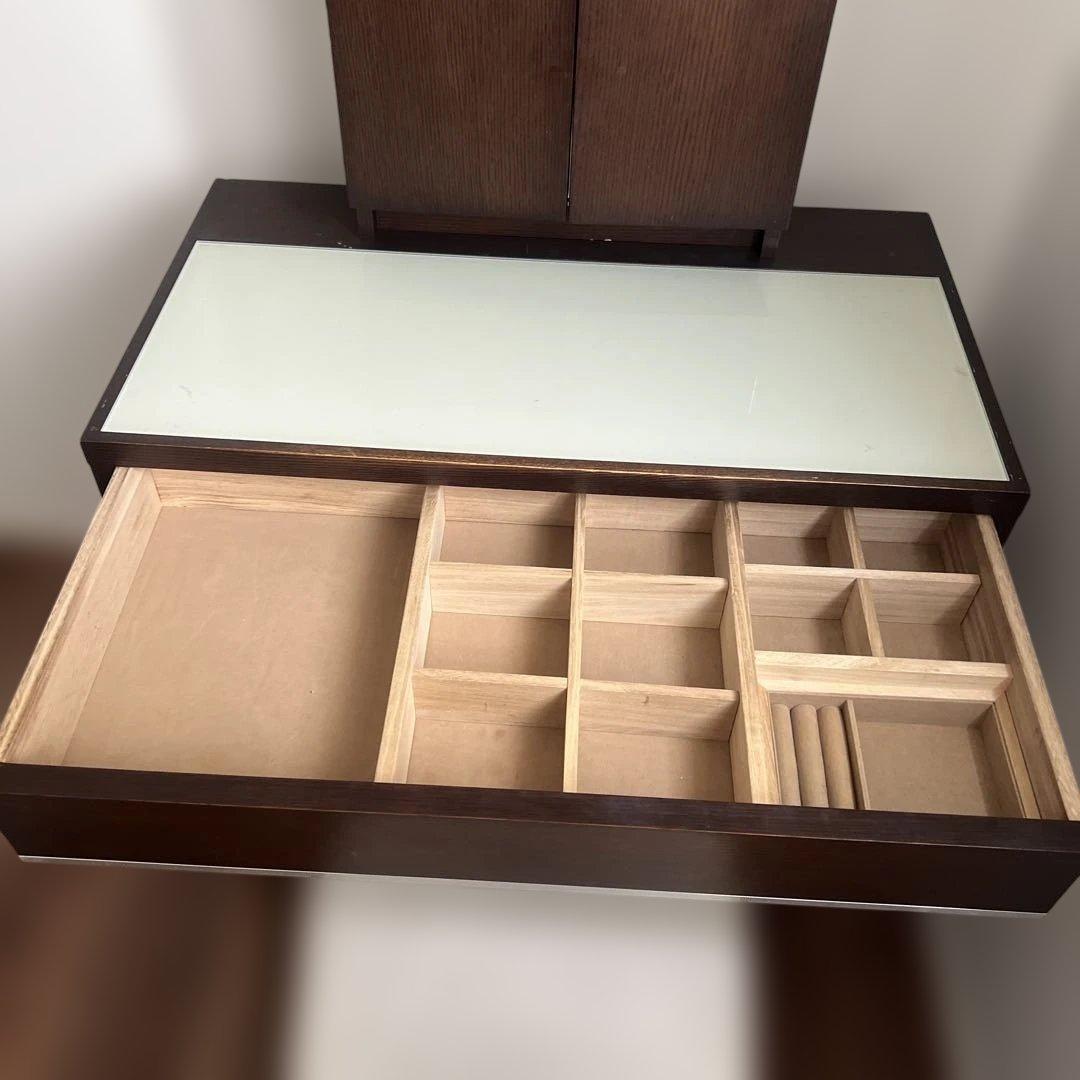 ダークブラウン三面鏡ドレッサー　※椅子別売り