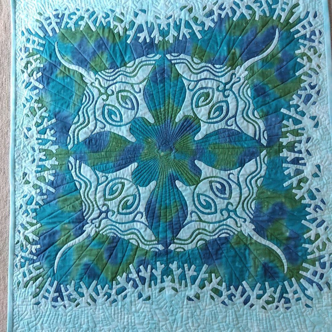 ハワイアンキルトのタペストリー、カバー（手縫い）