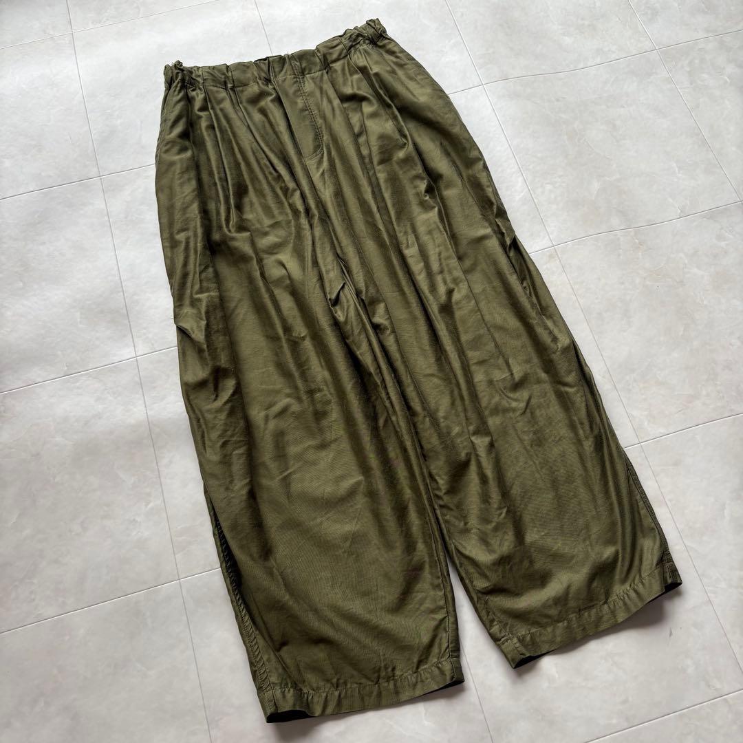 mizuiroind ミズイロインド モールスキン ワイドカーゴパンツ カーキ