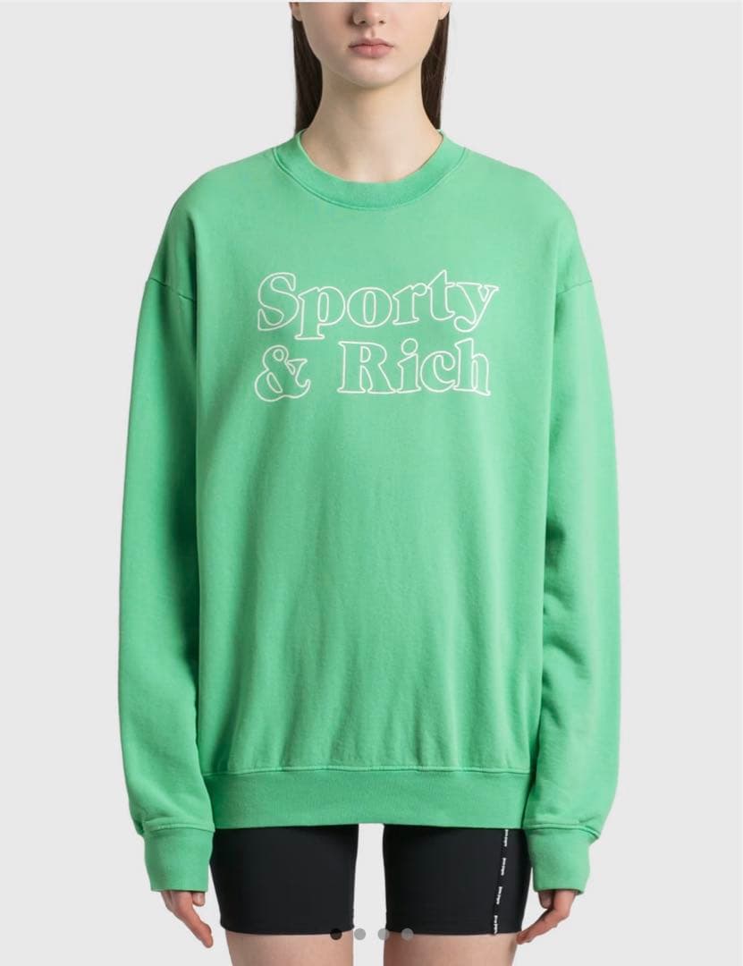 Sporty & Rich Fun Logo Crewneck パステルグリーン