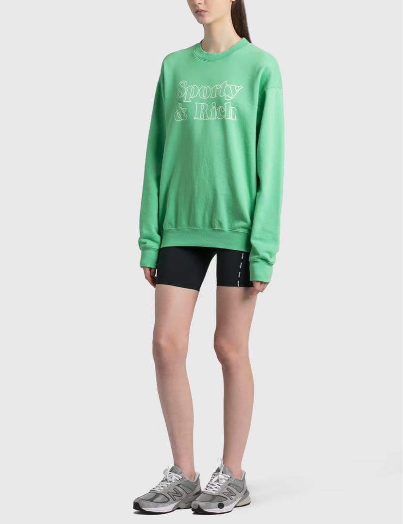 Sporty & Rich Fun Logo Crewneck パステルグリーン