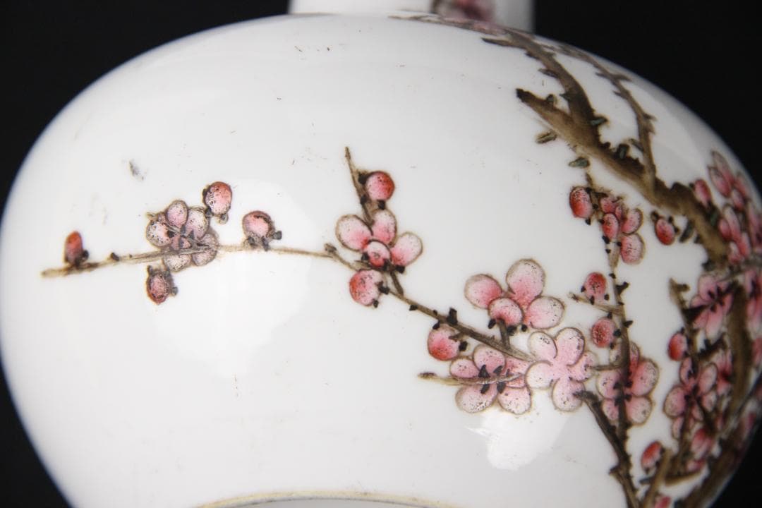 中国美術　仲南銘 民国 珠山八友 徐仲南 粉彩花鳥紋 花瓶 陶芸 FJM12-1