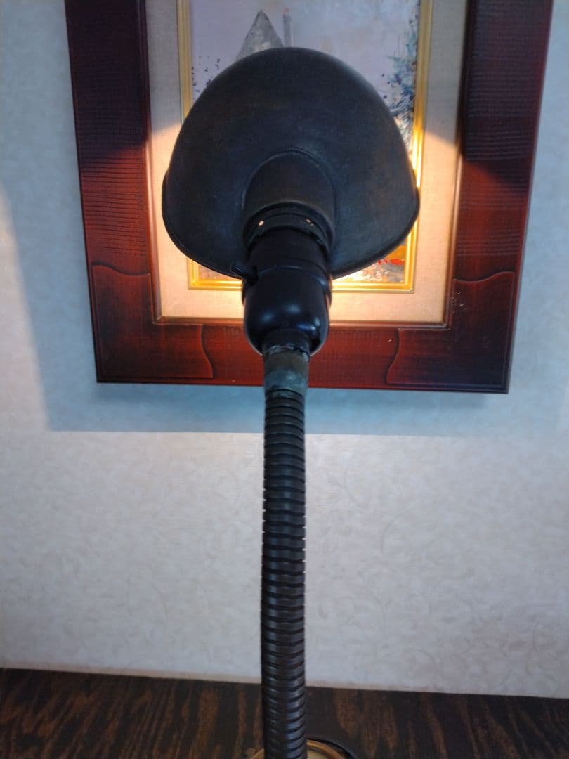 アメリカンビンテージ　レトロ　アンティーク　 ブロンズデスクライト　時計付き照明