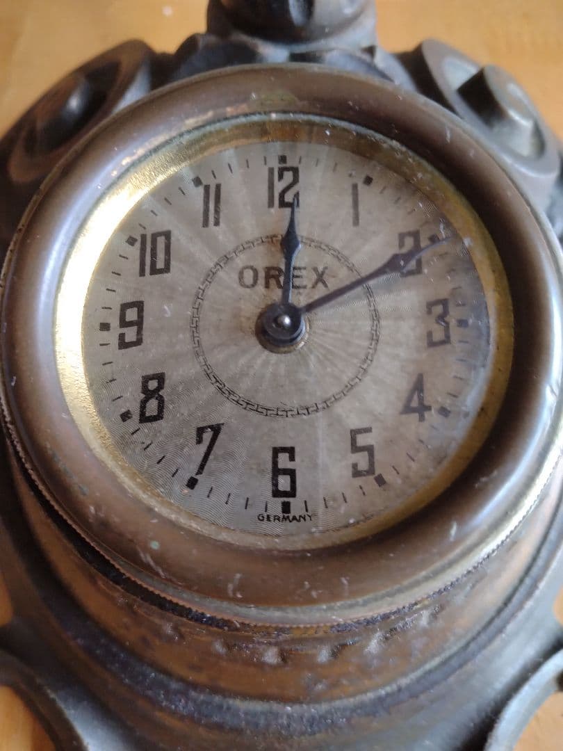 アメリカンビンテージ　レトロ　アンティーク　 ブロンズデスクライト　時計付き照明