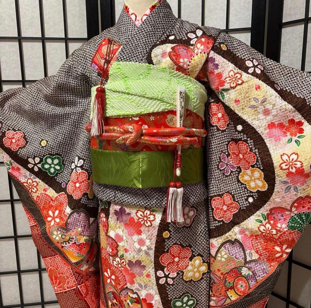 七五三　着物セット　7歳　茶色　ブラウン