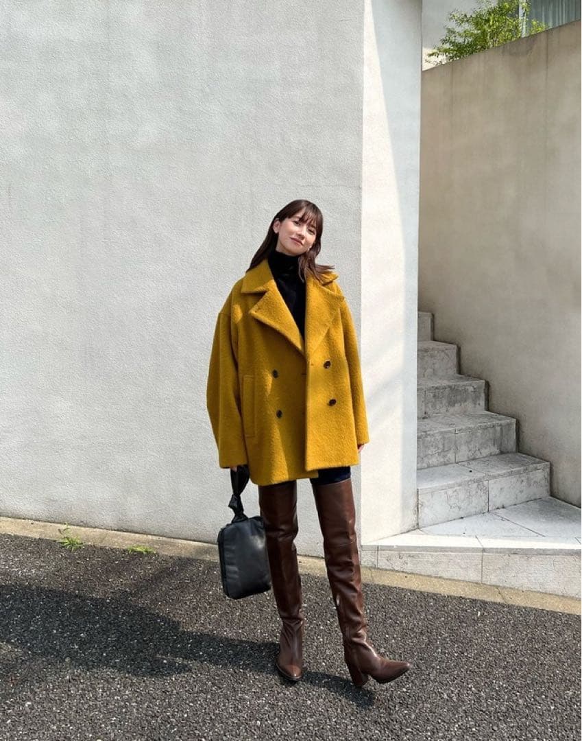 キャサリン様 clane OVER LINE DOUBLE COAT イエロー