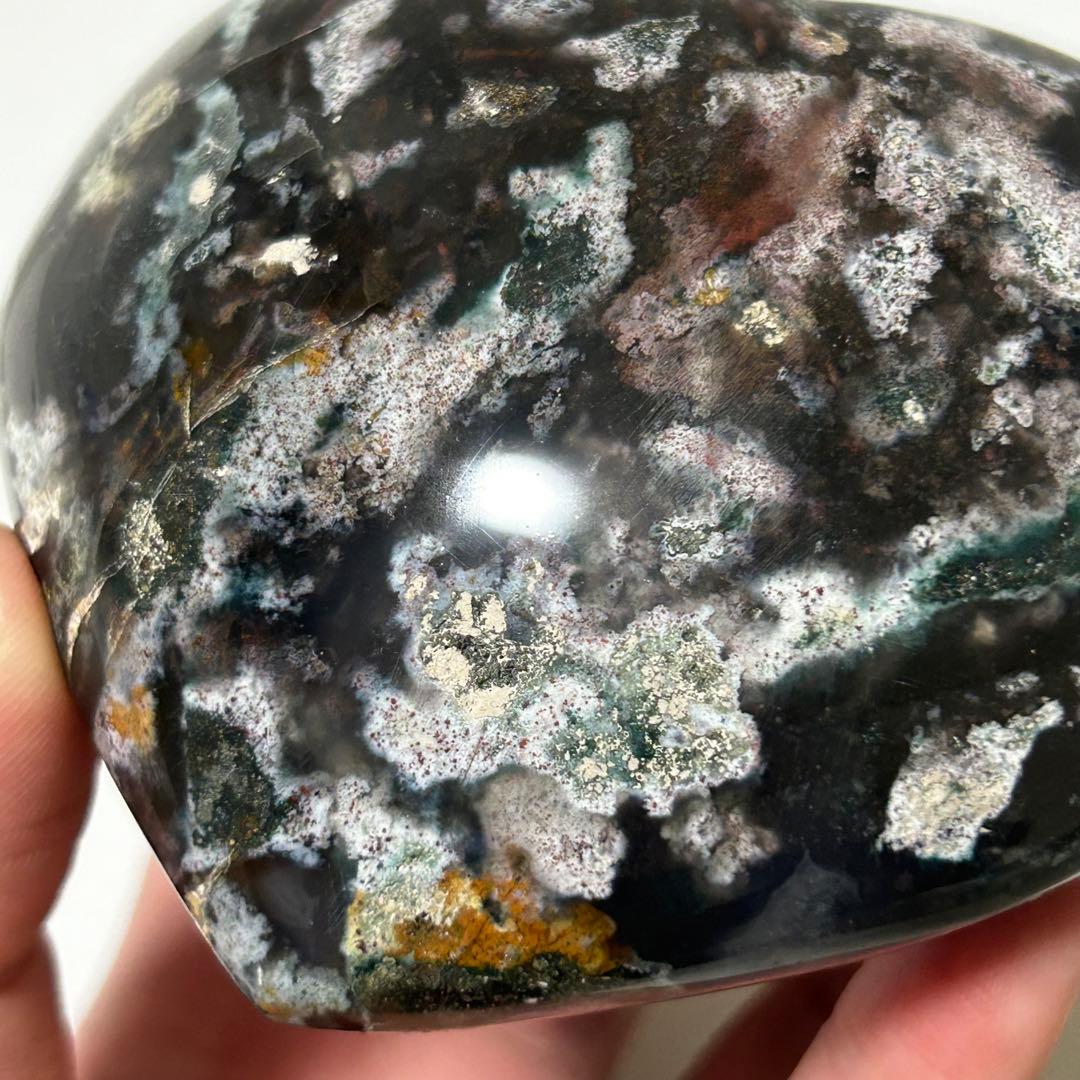 オーシャンジャスパー　BIG　ハート　カラフル　マダガスカル産　396g