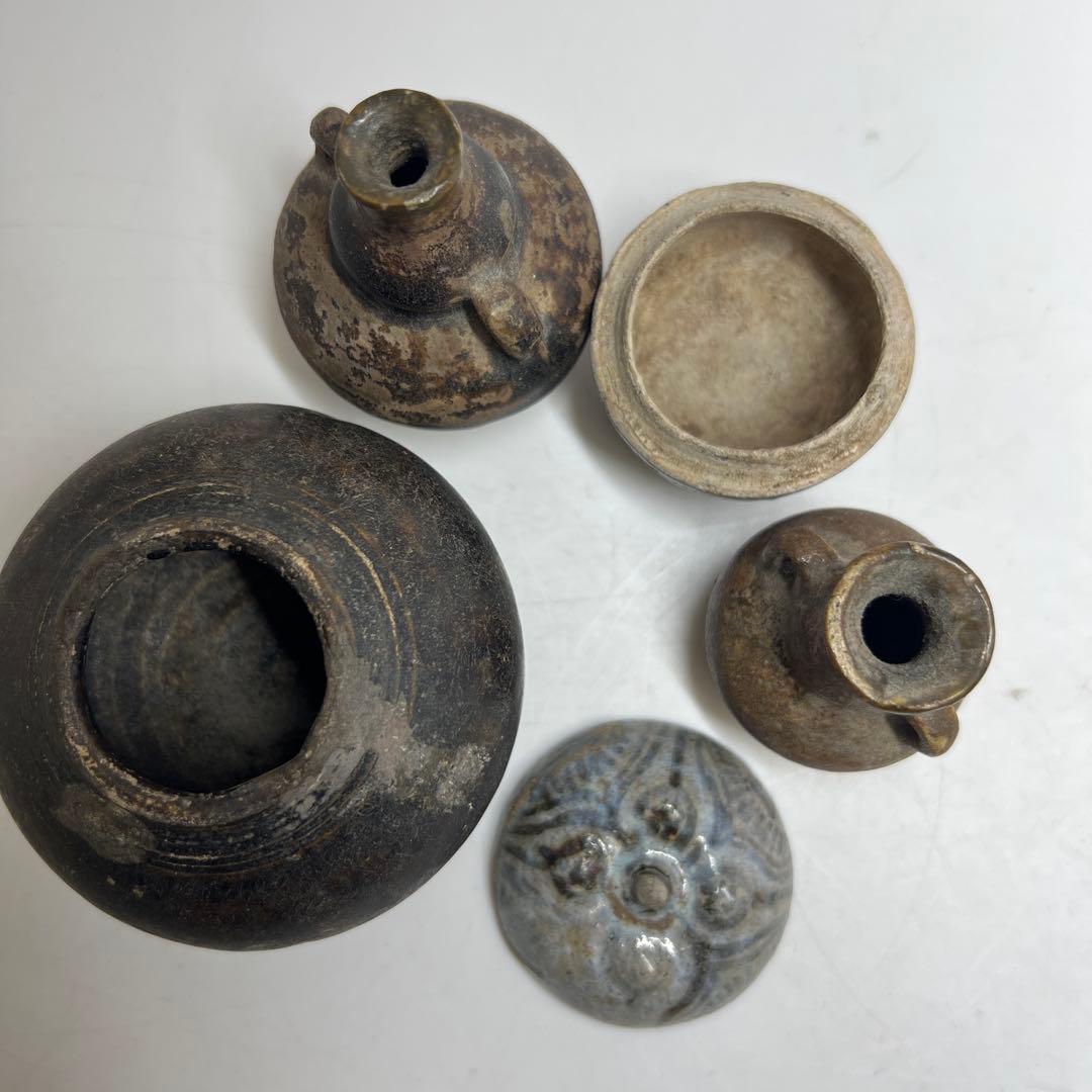 専用16世紀頃　宋胡ろく壺4点　最大h6cm 最長幅約8cm 東K8-0131①
