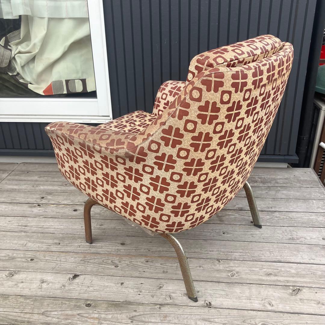 昭和レトロ ミッドセンチュリー 幾何学模様ソファー 1人掛けソファー 古家具