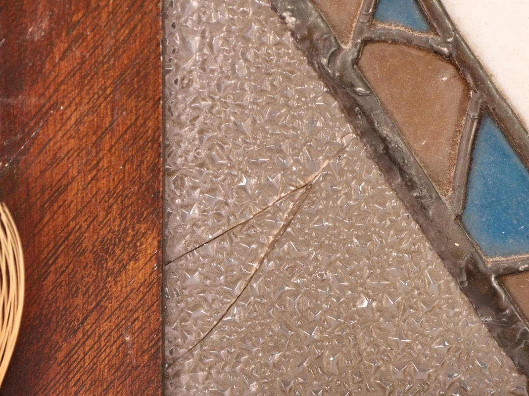 BK446　明治　大正　アンティーク　ステンドグラス　扉　ダイヤカットガラス