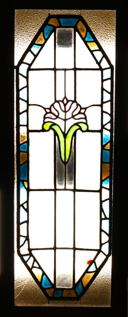 BK446　明治　大正　アンティーク　ステンドグラス　扉　ダイヤカットガラス