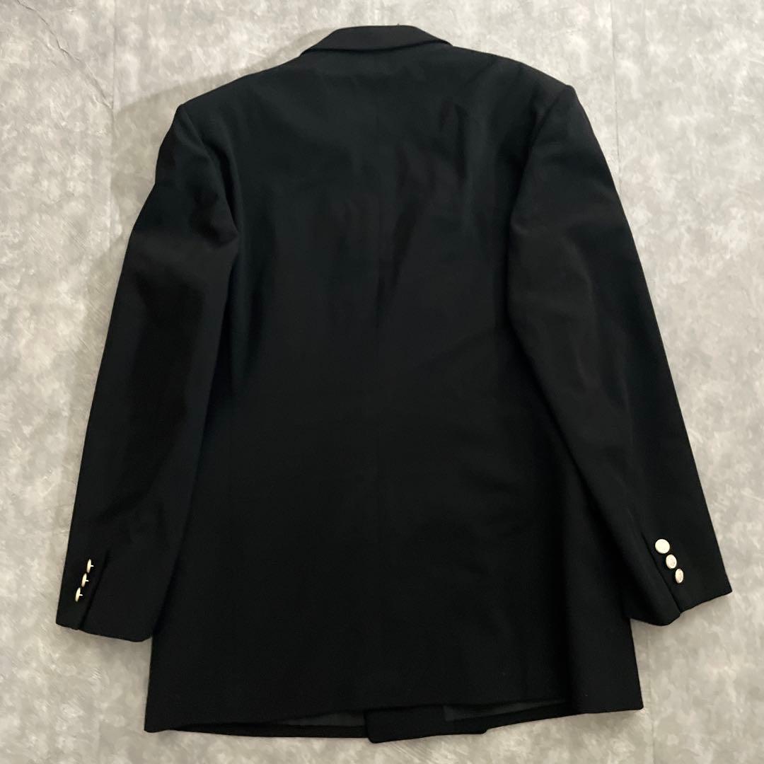 極上 白金ボタン 漆黒ダブルブレストスーツ Saint Laurentネクタイ