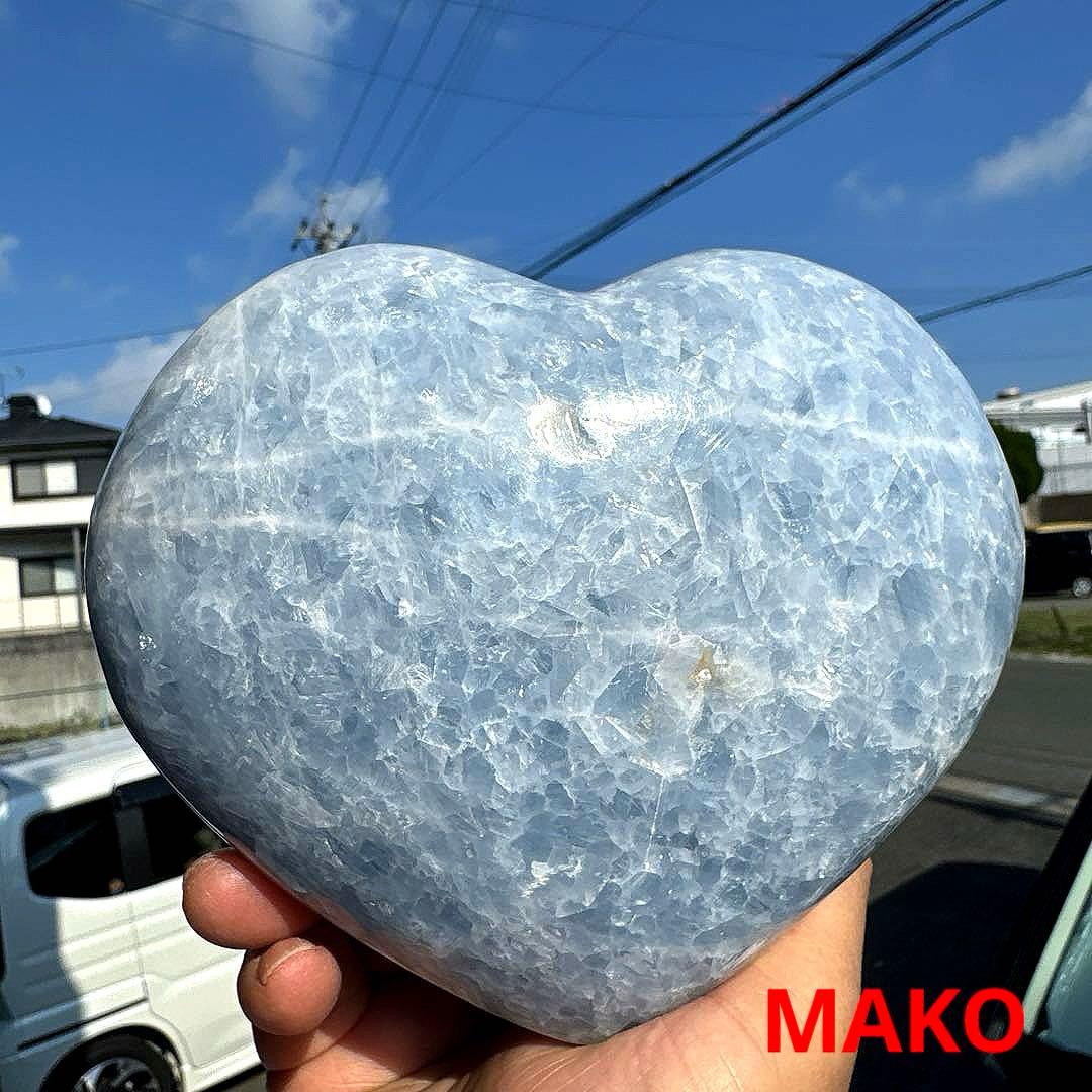 M1714☆ブルーカルサイトハート型原石1.6Kg☆天然石☆N50508-A