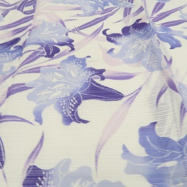 新品 綿絽 撫松庵 百合ぼかし 洗える夏着物”百合の花景色”小紋 浴衣 6265