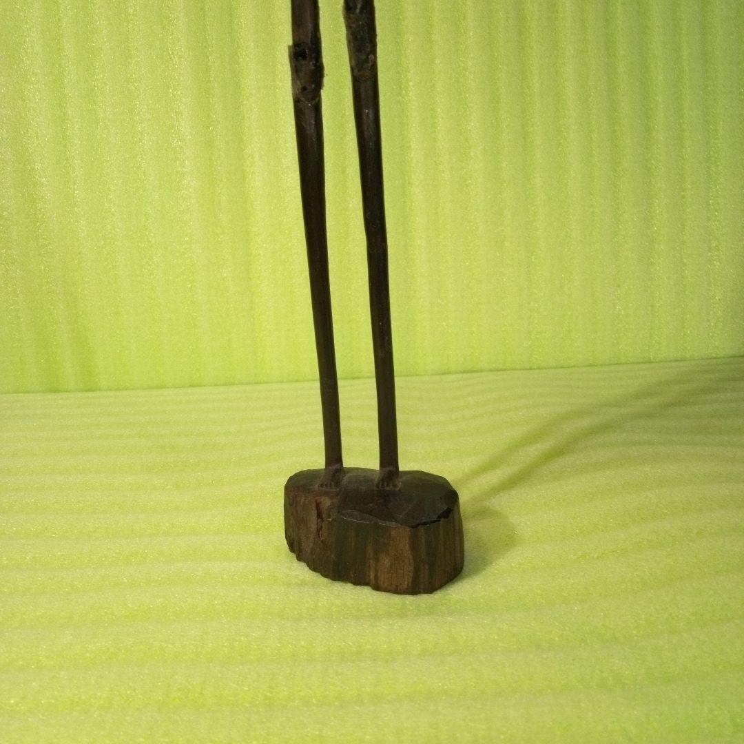 長身　木彫像　オブジェ　木製　木彫り　インテリア　置物　魔除け　厄除け　レア