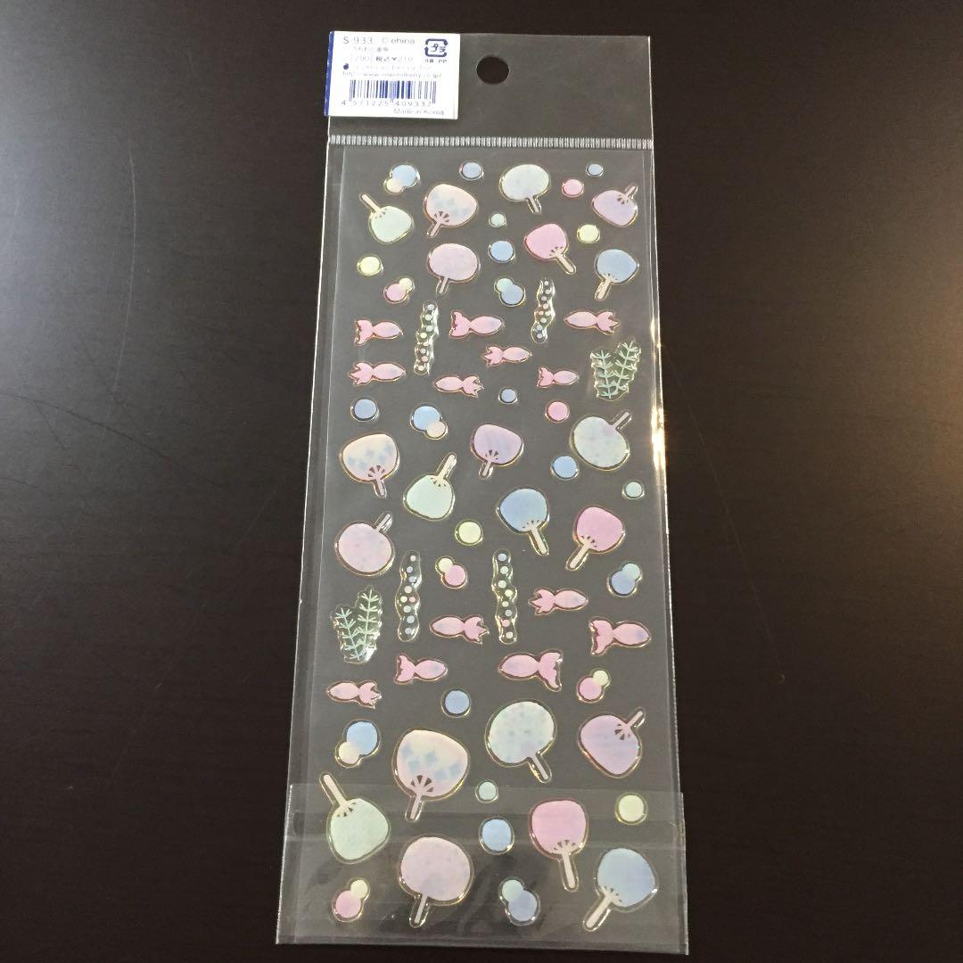 【同梱で無料☆】うちわと金魚、透明シール☆新品未使用